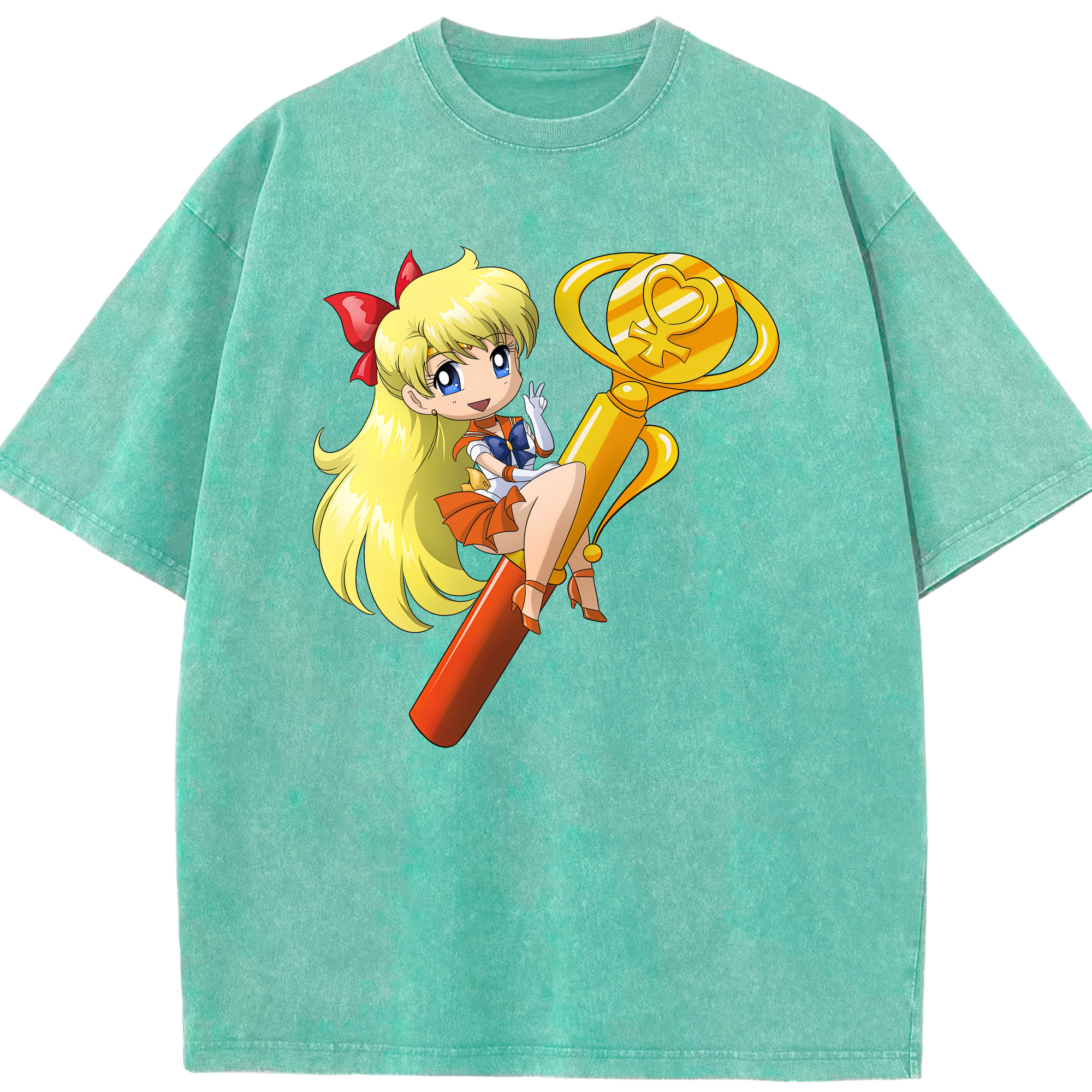 （画像用） 美少女戦士セーラームーン 愛野 美奈子 あいの みなこ Sailor Moon Aino Minako 綿100% ヴィンテージ風 半袖Tシャツ（フロントプリント）